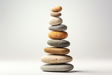 pile of stone or Rock Balancing Art  on white background