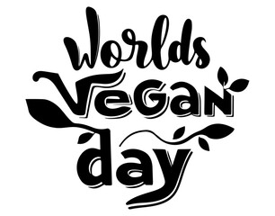 worlds vegan day typography. lettering, callygraphy vector