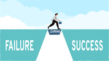 vector illustration of Business start from failure to success. move up motivation, the path to success - Vector