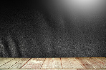 Wood textureWooden Planks against fabric black with pattern background.