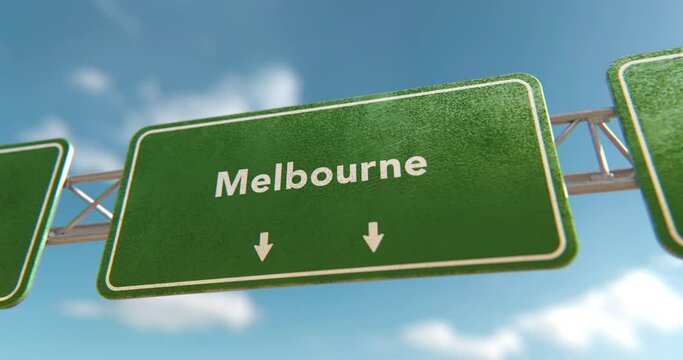 Melbourne Sign in a 3D animation