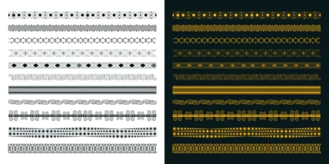 Papier Peint photo Style bohème boho style ethnic border pattern set black and yellow post or banner design vector file