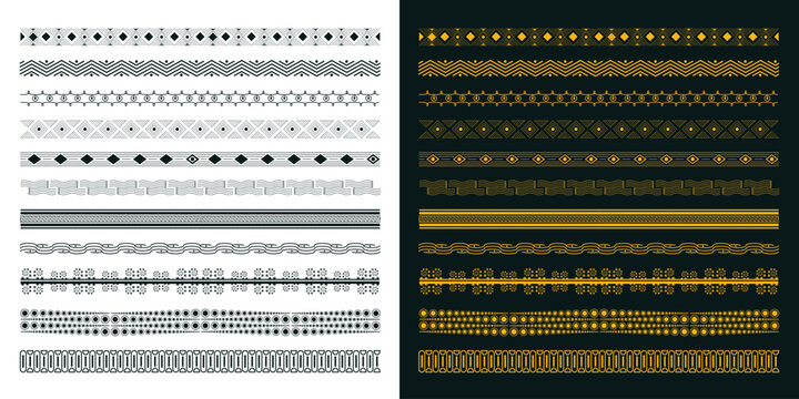 boho style ethnic border pattern set black and yellow post or banner design vector file