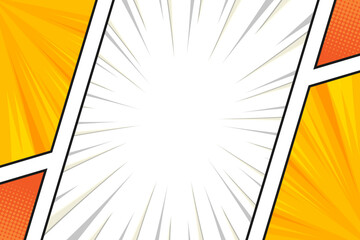 Blank yellow comic cartoon frame background template