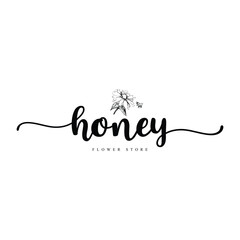 Abstract honey flower store logo design Template - obrazy, fototapety, plakaty