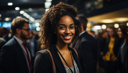 Obraz premium A group of successful professionals smiling, looking at camera generated by AI