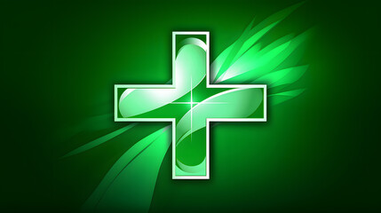 Green plus sign medical theme healthcare banner