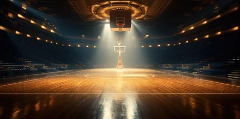Muurstickers Basketball Stadium, Sports ground with flashlights. © visoot