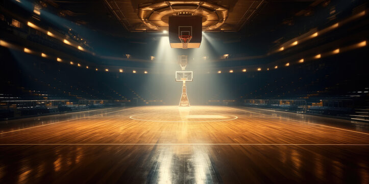 Basketball Stadium, Sports ground with flashlights.