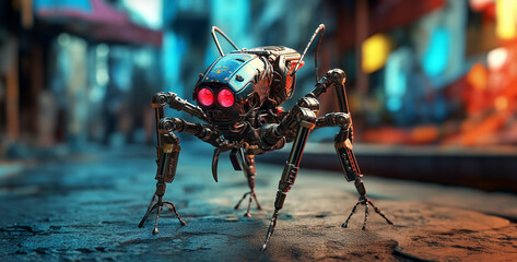 robotic ant in cyberpunk style full hd wallpaper