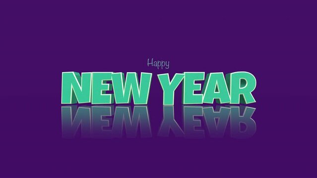 Unveil festive joy with Cartoon Happy New Year text on vibrant purple gradient. Perfect for business promos and seasonal campaigns, motion abstract background blends winter style and holiday fun