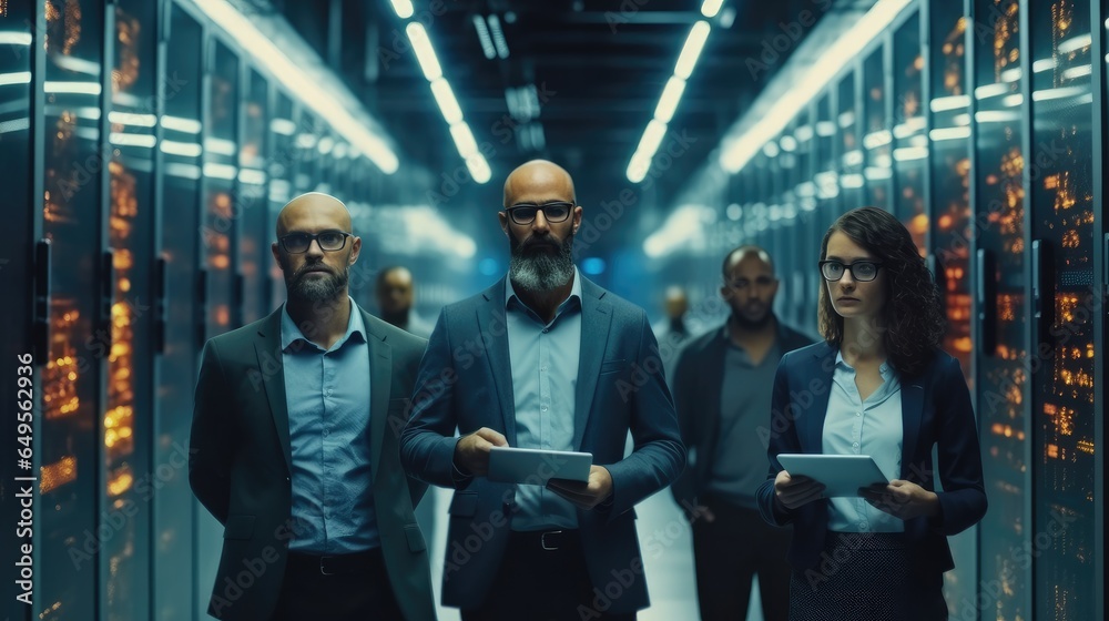 Leinwandbilder confident team standing in a server room or data center with servers in the background.