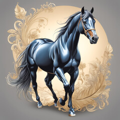 Beautiful horse design abstract image with strokes.