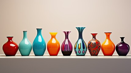 A row of colorful vases - obrazy, fototapety, plakaty