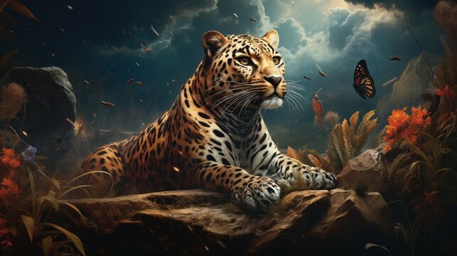 an image that celebrates the resilience of endangered species and their capacity to inspire creativity, advocating for their preservation in artistic projects and design concepts