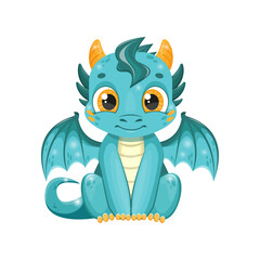 Fototapeta premium Cute baby dragon. The symbol of the new year 2024. Vector illustration