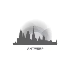 Crédence de cuisine en verre imprimé Anvers Belgium Antwerp cityscape skyline city panorama vector flat modern logo icon. Flemish Antwerpen emblem idea with landmarks and building silhouettes