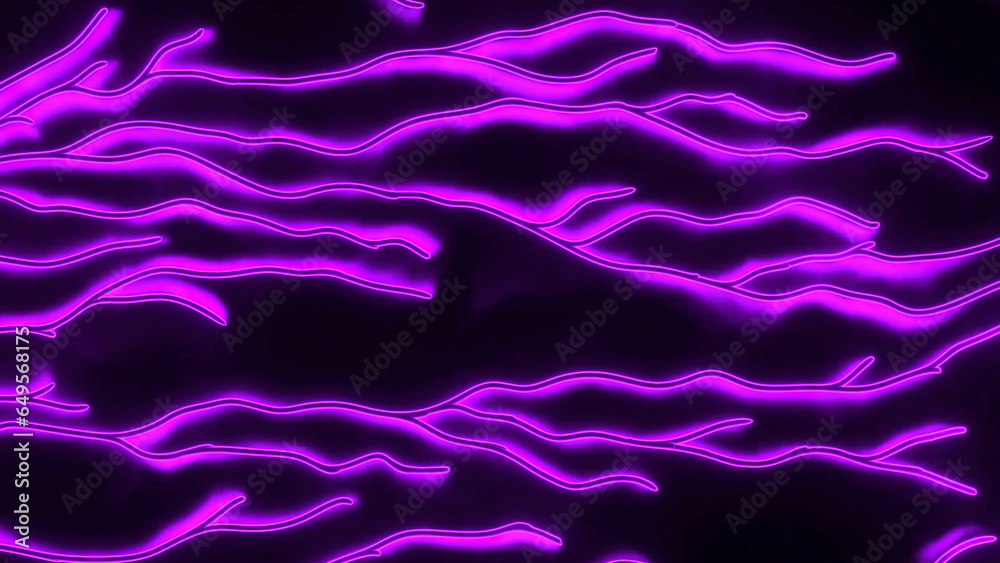 Poster moving 3d lines with electric light. design. cyber lines move branching in stream on black backgroun