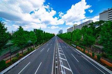 An empty downtown street in Takashimadaira Tokyo wide shot