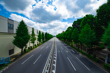 An empty downtown street in Takashimadaira Tokyo wide shot