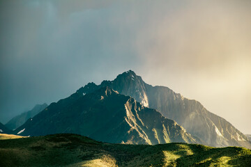 Sunet and Stormy Clouds in the Eastern Sierra Nevada - obrazy, fototapety, plakaty