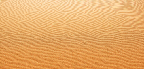 Sand background Panorama of the desert Wrinkles of sand blown by the wind