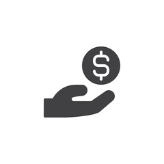 Hand and dollar money vector icon