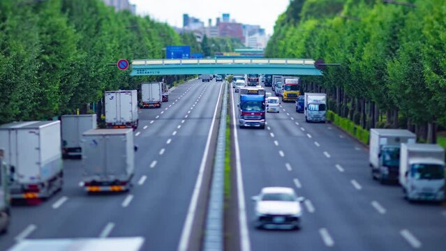 A timelapse of miniature traffic jam at the downtown street in Tokyo tilt