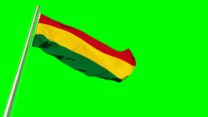 Waving glorious flag of Bolivia on chroma key screen, isolated - object 3D illustration