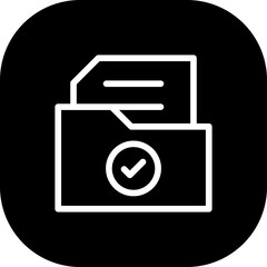 Check folder approval icon with black filled line outline. document, report, folder, file, business, paper, office. Vector illustration