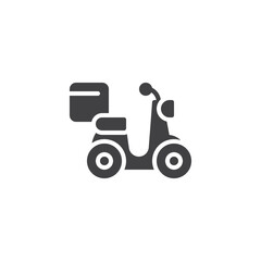 Scooter with delivery box vector icon