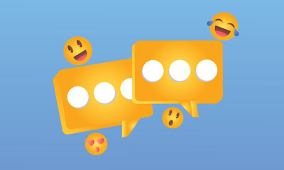 Chat bubbles and couple emoji signs talking, Messenger concept.on blue background.Vector Design Illustration.