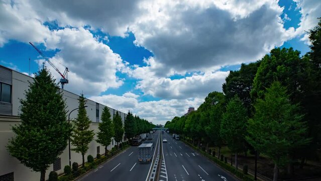 A timelapse of traffic jam at the downtown street in Takashimadaira Tokyo wide shot