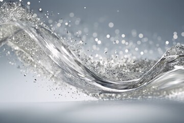 Elegant water wave. Abstract background with bokeh defocused lights. 3D rendering