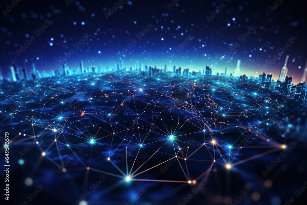 Wall mural data network connect , blockchain technology, futuristic global networking