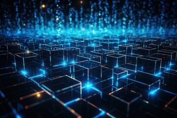 Naklejka premium data network connect , Blockchain technology, futuristic global networking