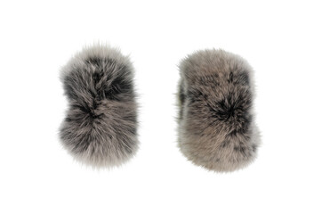winter fur cuffs isolated on white background