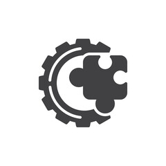 Gear and puzzle vector icon
