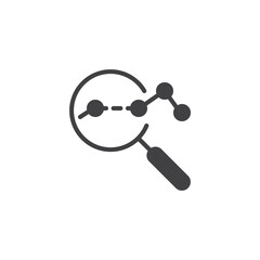 Magnifying glass and graph vector icon
