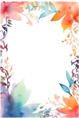 Watercolor pastel Flower abstract Frame with hand-painted watercolor autumn leaves with copy space, Cute design for templates, bloom, wedding, and fall decorations. High-quality illustration frame - obrazy, fototapety, plakaty