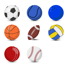 Vector cartoon sport ball sports game equipment soccer volleyball golf football baseball cricket vector set