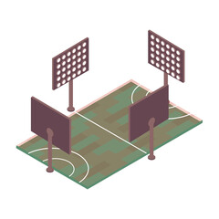 Vector basketball field sport isometric view