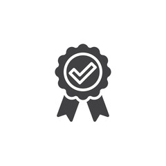 Award badge with checkmark vector icon