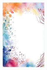 Watercolor pastel Flower abstract Frame with hand-painted watercolor autumn leaves with copy space, Cute design for templates, bloom, wedding, and fall decorations. High-quality illustration frame
