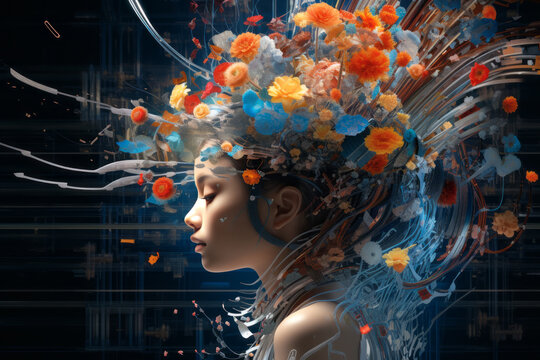 The activation of the brain's nerves at the moment when a new and innovative idea strikes is expressed by replacing it with an abstract object. creative idea concept for innovation and inspiration