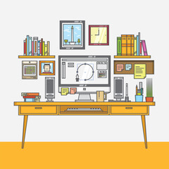 Flat working space concept for background