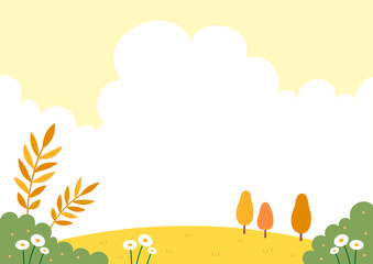 Autumn trees on the hill natural scenery background.