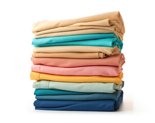 Stack of pale colorful t-shirt isolated on white background