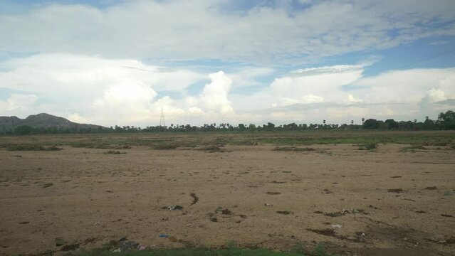Sacred Falgu River dry waterbed with a long stretch of sand dunes, Bodhgaya, Bihar, India