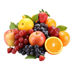 Various kinds of delicious fruits on transparent background PNG. Fruits are popularly eaten all over the world.